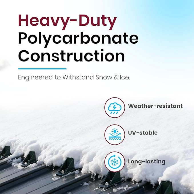 50 Pack Snow Guards for Metal Roofs – Includes Perfect Seal Gaskets & Screws – Heavy-Duty Polycarbonate Snow & Ice Stops – Prevents Sliding Snow | Black | Made in USA