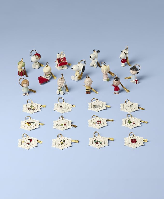 Lenox 897745 Peanuts Advent Calendar, Christmas Ornaments, 2025, Holiday Decorations, 25-Piece Ornament Set