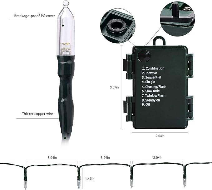 18ft 50 LED Battery Operated Christmas Lights, 8 Modes with Timer - Waterproof for Indoor & Outdoor Decor