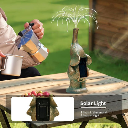 Elephant Statue Outdoor Solar Lights Garden Sculpture, 60 LED Chips Birthday Gift Women,Mothers,and Elders. Ornamental Piece for Balconies, Gardens, patios, courtyards, and lawns