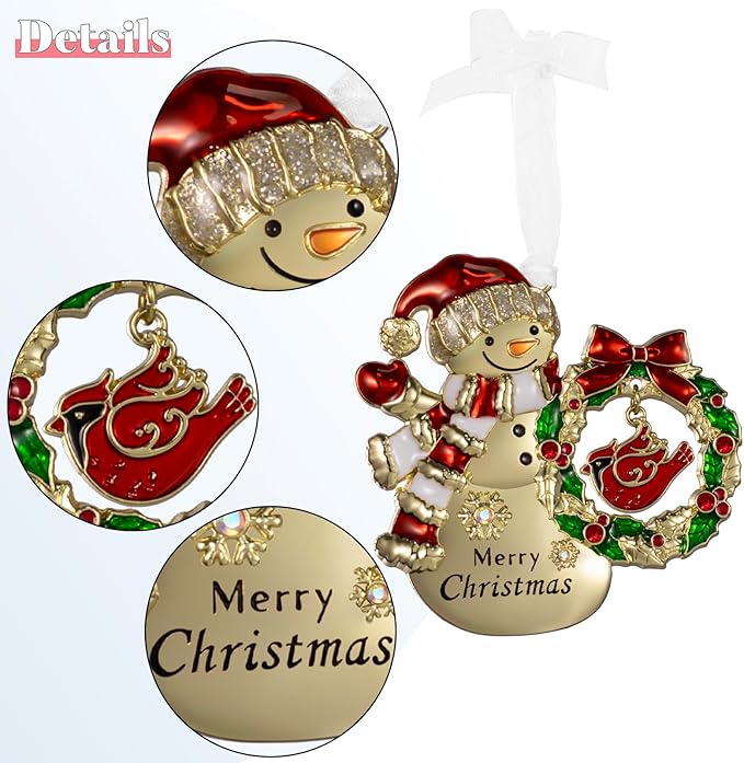 LIFE&FOOT Christmas Tree Ornaments 2025 Hanging Charm Decorative Pendant of Car Charm Holiday Keepsake Gift Home Decor (Snowman (Gold))