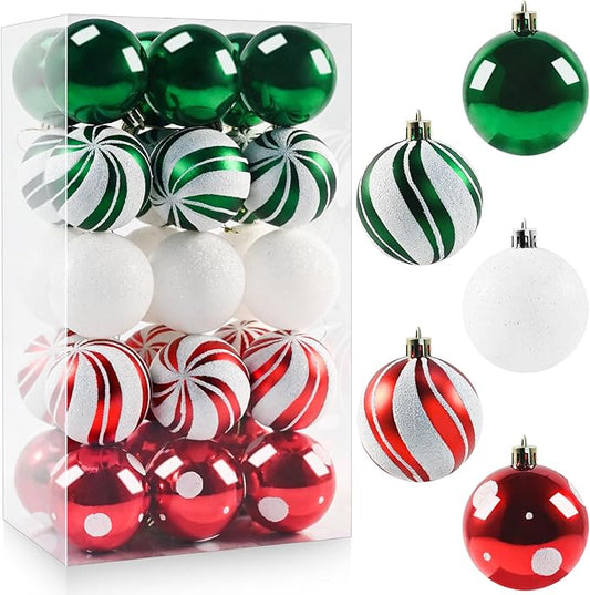 Christmas Balls Ornaments for Xmas Tree- 30Pcs Shatterproof Christmas Tree Decorations, 2.36" Hanging Balls Muti-Color Xmas Ball Ornaments Set for Holiday Party Decoration Perfect Super Bulbs