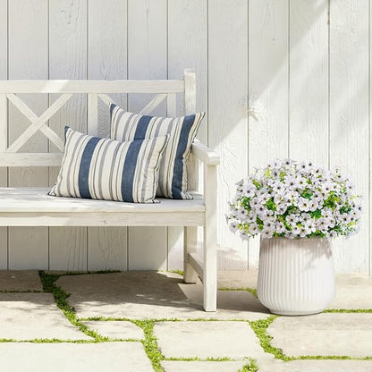 Lifewit Artificial Flowers for Outdoor Indoor, 12 Bundles Plastic Fake Flowers Daisy with Eucalyptus Leaves for Home Garden Decor, Porch, Window Box(White)