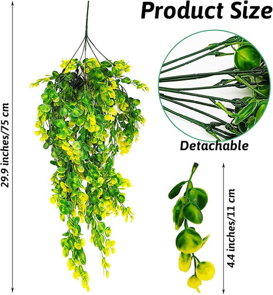 Hamiledyi 6 PCS Reptile Plants Hanging Terrarium Plants Artificial Leaves Habitat Decorations with Suction Cup Green and Yellow Fake Amphibian Plants for Bearded Dragon Lizard Geckos Chameleon