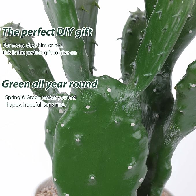 14Inch Artificial Cactus Faux Cacti Fake Cactus Saguaro Potted Plants for Indoor Outdoor Home Offices Store Decoration