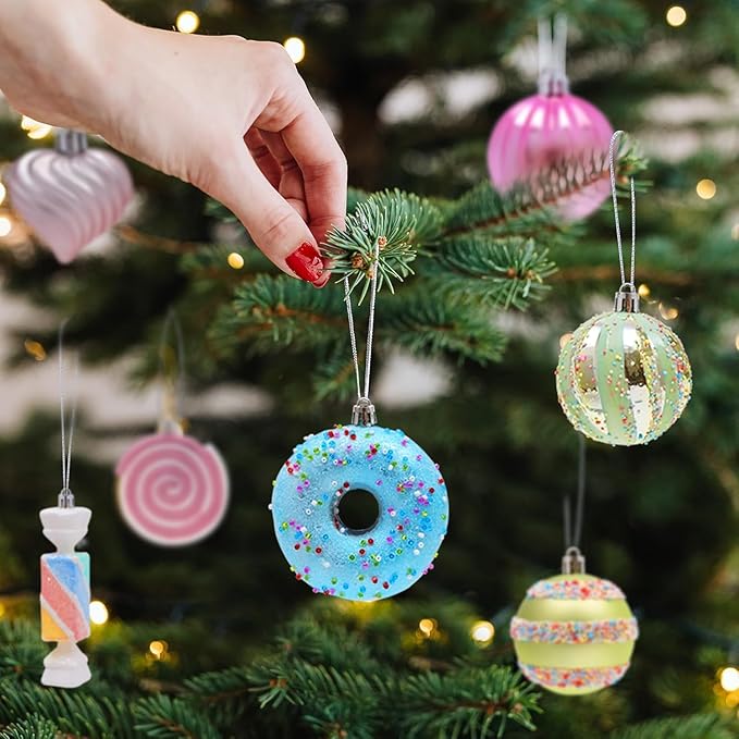 ILLUMINEW 48-Pack Christmas Balls Ornaments,Macaron Shatterproof Christmas Ornaments Set, Xmas Seasonal Cute Hanging Pendants Gift Package for Tree Party Holiday Indoor Decor