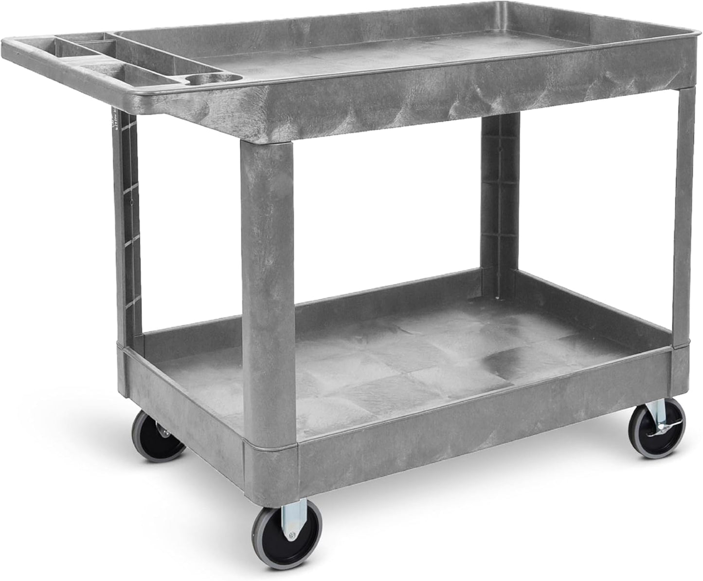 Tubstr Extra Large Two-Shelf Utility Cart with Wheels | 500 lb. Capacity Rolling Utility & Tool Cart for Warehouses, Industrial Settings, Auto Garages, & More (Gray, 45.5 x 24.5)