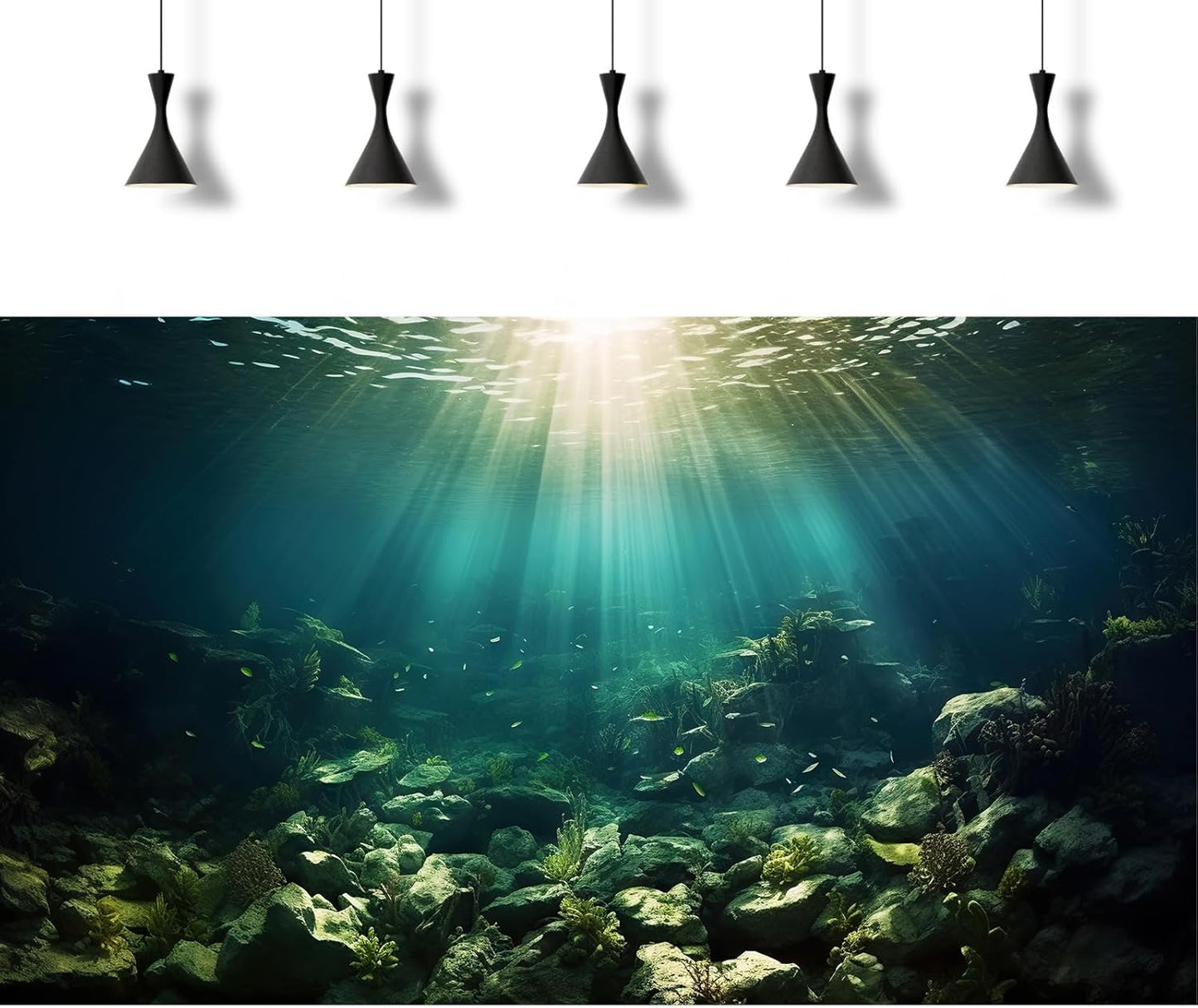 Deep Ocean Aquarium Background Under The Sea Fish Tank Background Underwater World Terrarium Backgrounds Ocean Floor Rock Aquatic Plants Aquarium Backdrop for Fish Tank Backgrounds Decors 72x18in