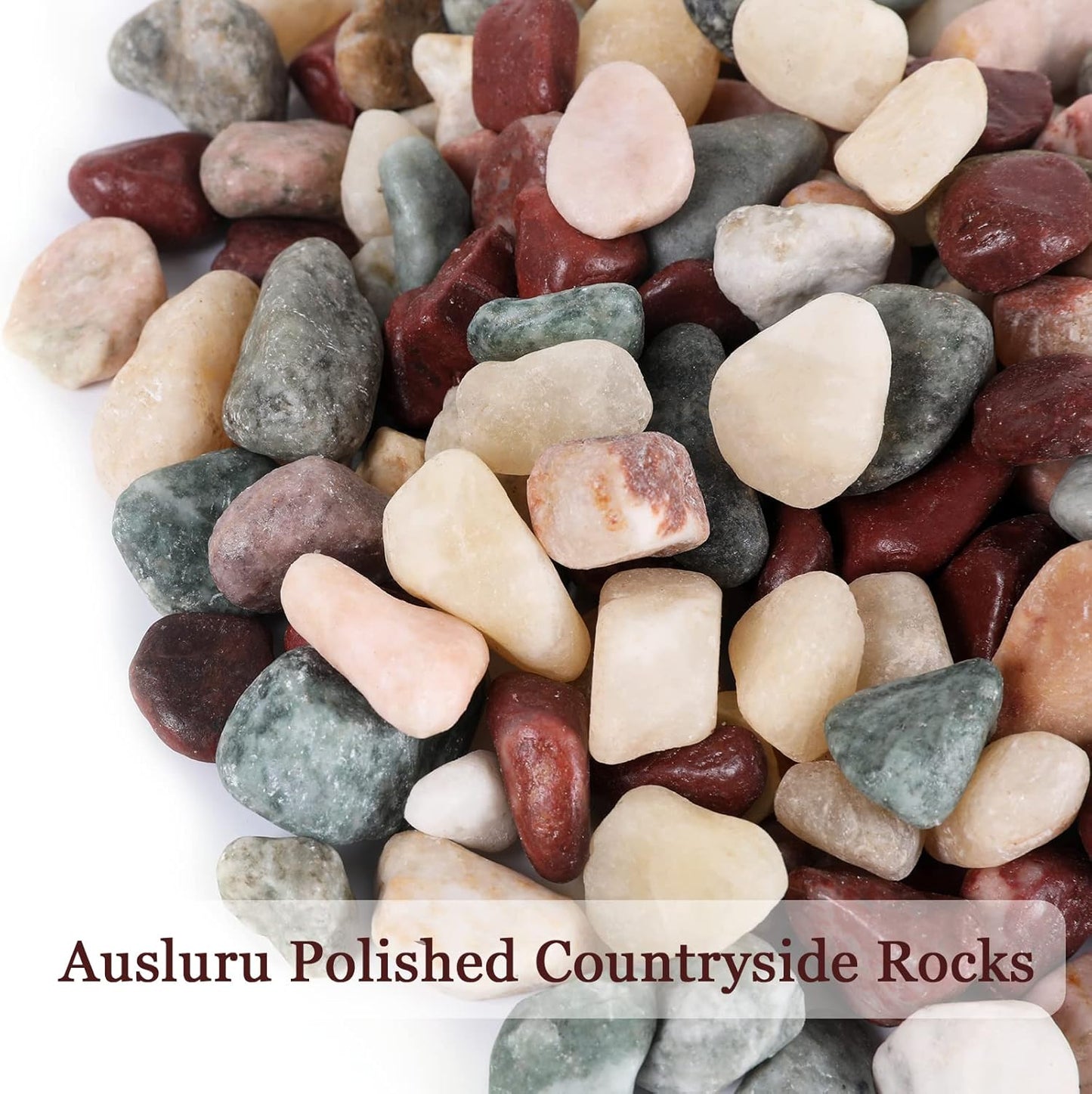5lbs Natural River Rocks, Polished Pebbles for Plants Garden, 0.3-0.8 inch Decorative Countryside Stones, Ideal for Fish Tank, Vases, Home Decor and Garden Landscaping,Countryside