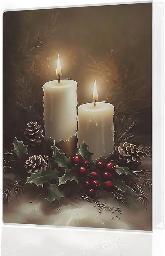 Christmas Photo Albums 4x6 inch Hold 36 Pictures, Rustic Candles Xmas Holly Berries Holiday Small Memory Photo Album Book for Baby Family Graduation Wedding Travel Vacation