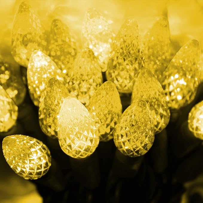 Dazzle Bright C6 Christmas String Lights, 100 LED 33 FT Outdoor Christmas Lights Waterproof Connectable, 8 Modes Lights for Indoor Outdoor Home Garden Yard Xmas Tree Decorations (Warm White)