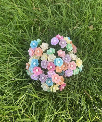 100 pcs Mini Flowers Mulberry Paper Flowers 13-15 mm Scrapbook Craft Card DIY Craft Using for Crafts, Bouquets, Scrapbooks, Decorations, Greeting Cards Artificial Flowers (Mixed Pastel Colors)