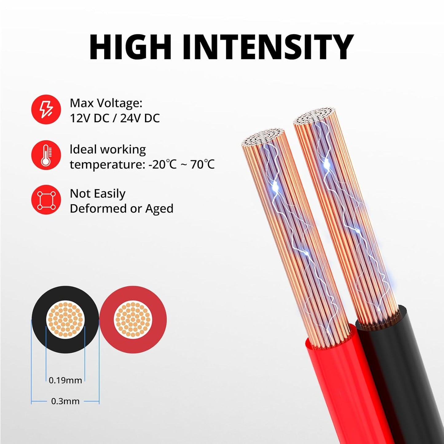 NAOEVO 18 Gauge Wire 150FT, 2 Conductors Electrical Wire Red Black Cable, Flexible/Low Voltage/PVC 18 AWG Copper Clad Aluminum Extension Cord for Speaker, LED Strips, Automotive 12V/24V DC