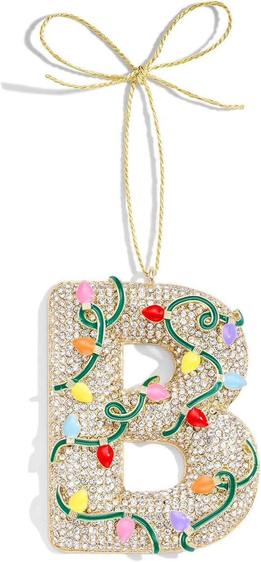 2025 Christmas Initial Ornaments,Letter B Ornaments for Xmas Tree,Hanging Christmas Ornament Gift for Mother Friends Sister Wife Grandma Women Men