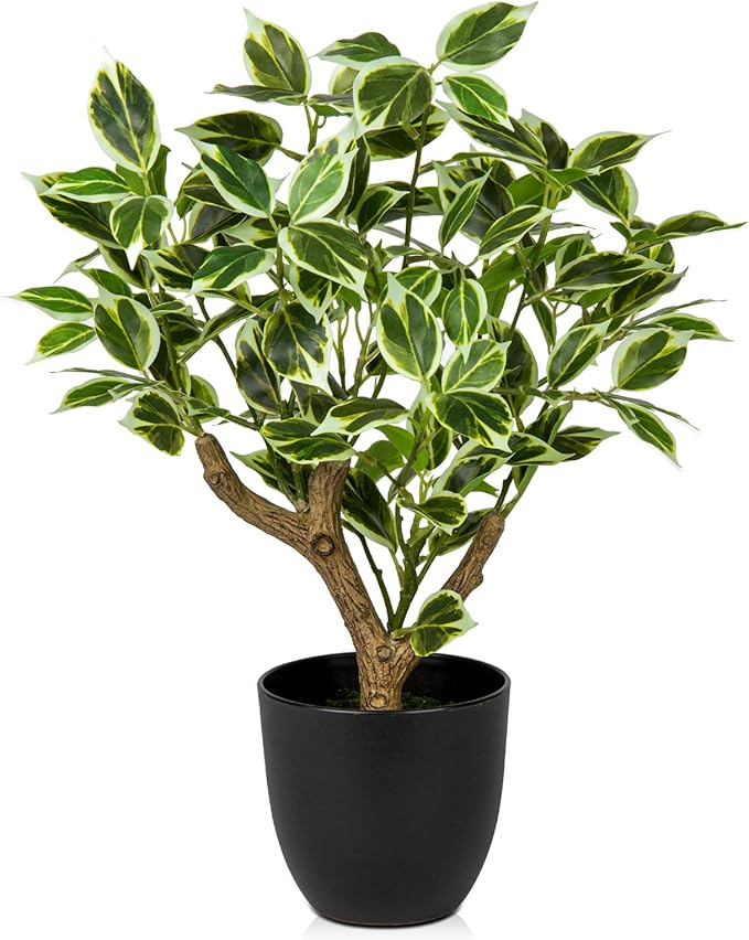 Small Fake Plant Artificial Bonsai Tree 17" Faux Plants Indoor Realistic Fake Potted Plants Small Fake Tree Decor with Pot for Home Table Office Desk Bathroom Bedroom Living Room Farmhouse Decoration
