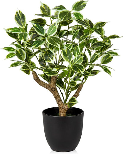 Small Fake Plant Artificial Bonsai Tree 17" Faux Plants Indoor Realistic Fake Potted Plants Small Fake Tree Decor with Pot for Home Table Office Desk Bathroom Bedroom Living Room Farmhouse Decoration