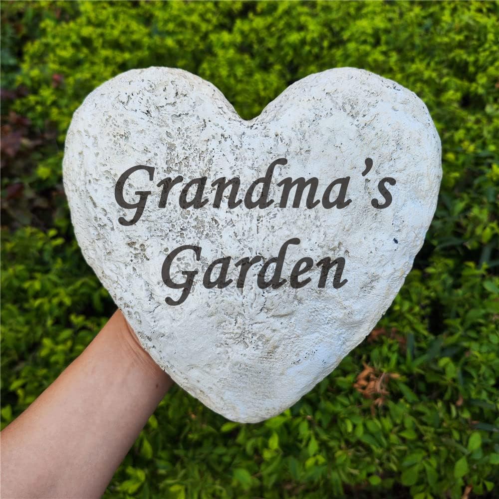 Personalized Garden Memorial Stones Engraved Rocks with Any Message, Decorative Grave Memorial Plaques Rocks for Loved Ones Outside Cemetery Decoration, Resin, 8.6" x 8.6"
