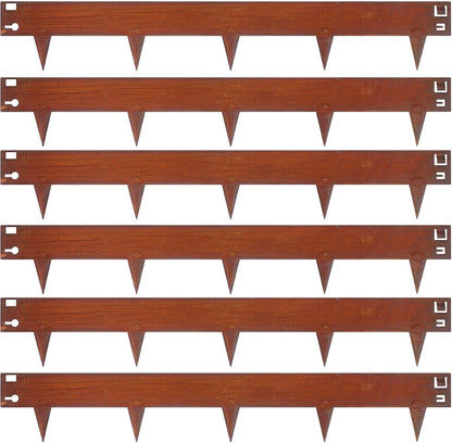 42" L X 6.3" H Corten Steel Landscape Edging, 6 Pack Hammer in Landscape Edging, Garden Edging Border for Lawn, Flower Bed, Yard (Rust-Colored)