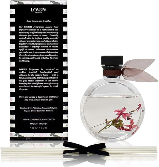 LOVSPA Reed Diffuser Set, Hawaiian Sandalwood Scented Oil Diffuser with Sticks, Home Fragrance Accessories for Bathroom Shelf Decor, Aroma Diffusers for Home or Office Fall Decor, USA Made