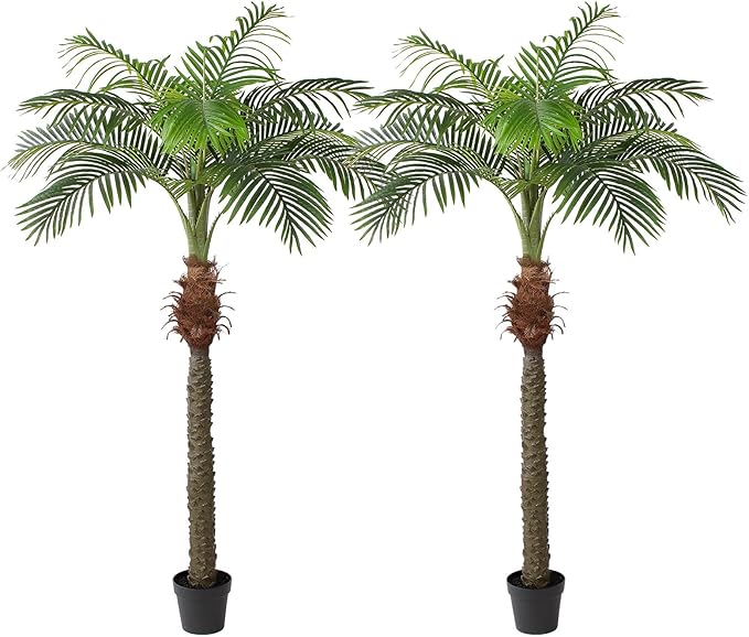 2 PCS Fake Palm Tree 7 FT,Tall Artificial Palm Trees for Outdoor Indoor Decor,Faux Phoenix Palm Plants for Outside Patio Pool Coastal Home Office Living Room