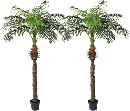 2 PCS Fake Palm Tree 7 FT,Tall Artificial Palm Trees for Outdoor Indoor Decor,Faux Phoenix Palm Plants for Outside Patio Pool Coastal Home Office Living Room
