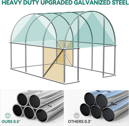 YITAHOME 10x6.5x6.5ft Greenhouses Large Walk-in Green House Heavy Duty Tunnel Green Houses Outdoor Portable Plant Gardening Upgraded Galvanized Steel Frame Zipper Doors 5 Crossbars Garden, White