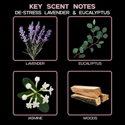 LOVSPA Reed Diffuser Set, DE-Stress Lavender Eucalyptus Scented Oil Diffuser with Sticks, Home Fragrance Accessories for Bathroom Shelf Decor, Aroma Diffusers for Home or Office Desk, USA Made