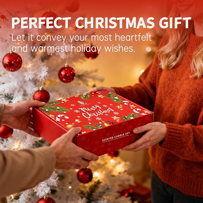 Christmas Candle Set, 6 Pack Holiday Scented Candle, Soy Candle for Home Scented, Christmas Holiday Candles Gift for Women Men, Scents of Christmas Tree/Cookies/Spices/Candy Cane/Mulled Cider/Fireside