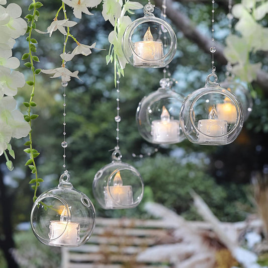 LETINE 12pcs Assorted Glass Orb Set, with 2.17" and 1.93" Spheres | Hanging Glass Tealight Holder Globe, Air Plant Terrarium Supplies for Wedding Favors, Votive Candle Holders,Christmas Decorations