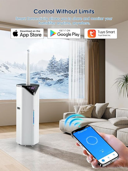 19L/5Gal Humidifiers for Bedroom Large Room 2800 sq ft, Quiet Humidifiers for Large Room, Floor Humidifier with 3 Mist Mode & Auto 180°Mist Tube for Home Whole House School Office Commercial Plants