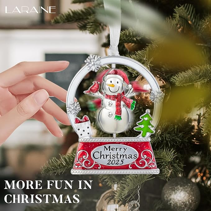 Laraine Christmas Tree Ornaments – 2025 Decorative Rotation Hanging Pendant of Car Charm Holiday Keepsake Gift Home Decor (Snowman (2025))