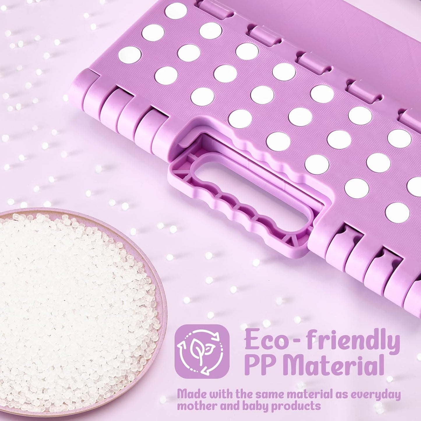 ACSTEP 9 Inch Folding Step Stool 300 LB Capacity Plastic Foldable Step Stools for Kids and Adults, Folding Stool Suitable for Kitchen, Stepping Stool with Handle Light Purple Small Step Stool 1PC