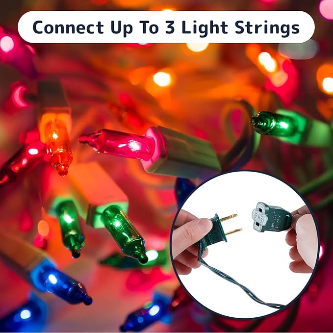 PREXTEX 500 Ct. Multi-Color Christmas Tree Lights with Green Wire - 100 Ft - for Indoor and Outdoor Use - Multicolor Twinkle Christmas Tree Decoration with End-to-End Connectors