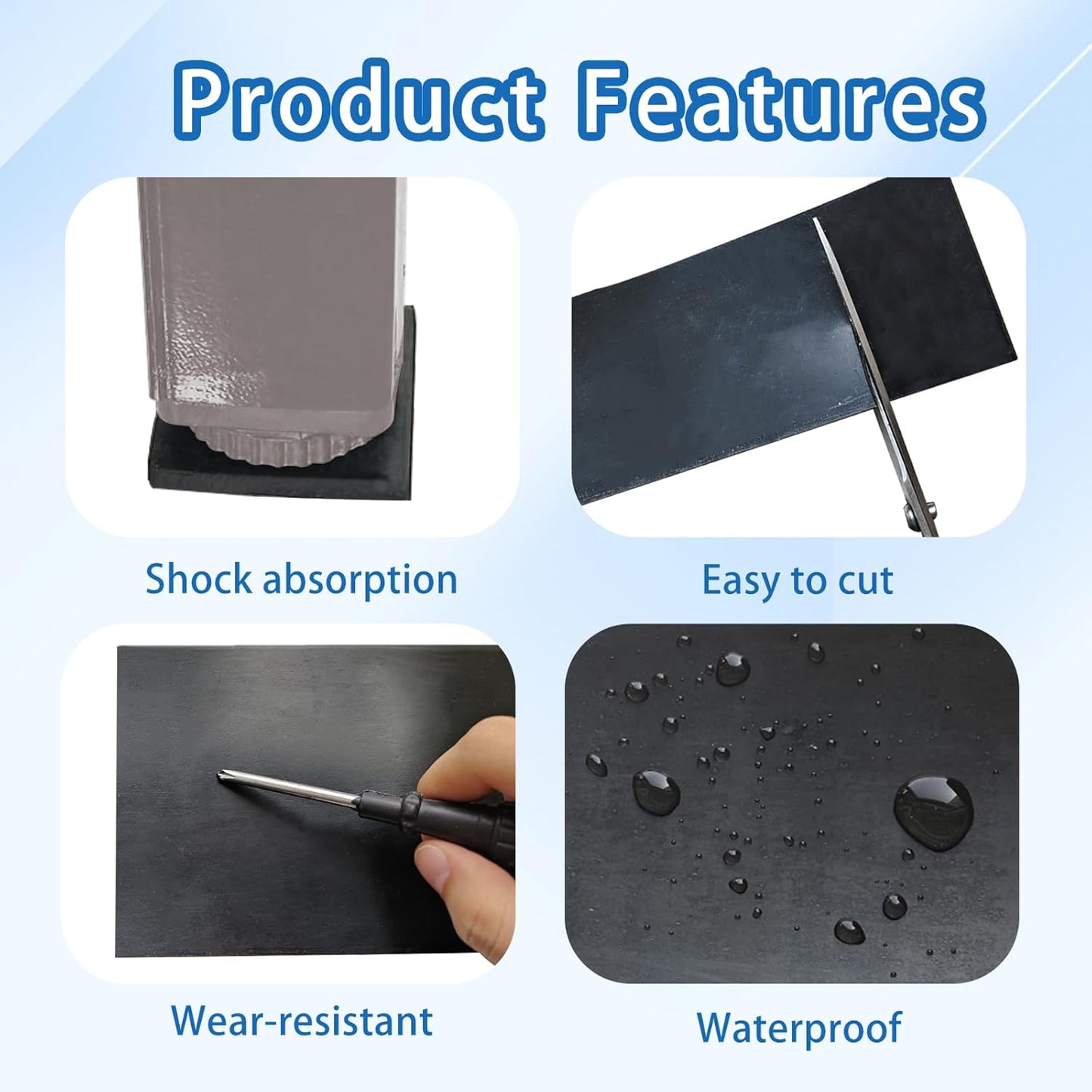 Black Adhesive Rubber Strip, 1/8 (.125)" Thick X 4" Wide X 10'Long, Solid Rubber Roll with Self Adhesive for Anti-Slip, Anti-Vibration, DIY Gaskets, Crafts, Sealing, Supports, Protection