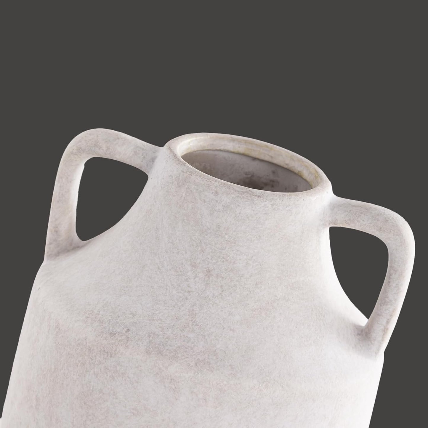 Mitt&Ditt Ceramic Flower Vase with Handles, 8 inch Tall Off-White Vase, Decorative Terracotta Vases, Farmhouse Rustic Pottery Vases for Home Decor, Living Room, Table