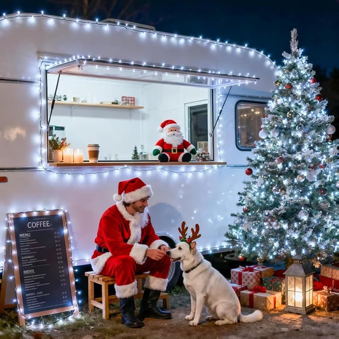 JMEXSUSS 500 LED White Christmas Lights Outdoor, 173ft 8 Modes Led Christmas Lights, Waterproof White String Light for Tree House Wedding Party Xmas Decorations