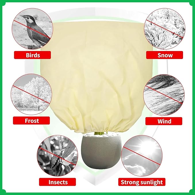 Plant Covers Freeze Protection,Winter Tree and Shrub Frost Protection Blanket, 2-Piece Reusable Garden Plant Cover, 31.4 x 39.3 Inches.