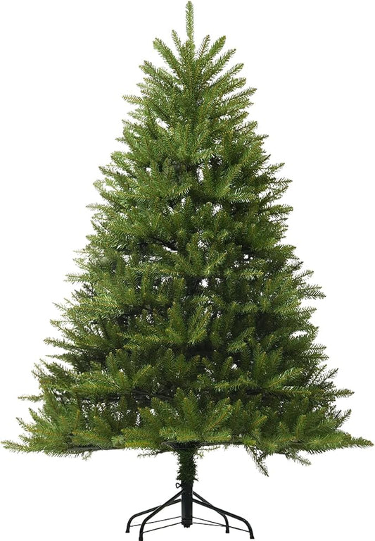 6.5FT Unlit Christmas Tree Green, Dunhill Fir Artificial Tree with 1838 PVC Branch Tips, Realistic Full Shape, Foldable Metal Stand for Indoor Home, Office & Holiday Decoration