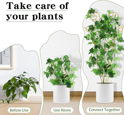 ZOUTOG Trellis for Climbing Plants Indoor 4 Pack 30 Inch,Rustproof Metal Garden Trellis for Potted Plants,Sturdy Houseplant Support Indoor Outdoor for Ivy Pothos Monstera Hoya Flower Vine(Golden Moon)