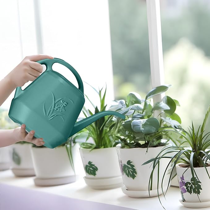 Plastic Watering Can - Green Color - 1 Gallon