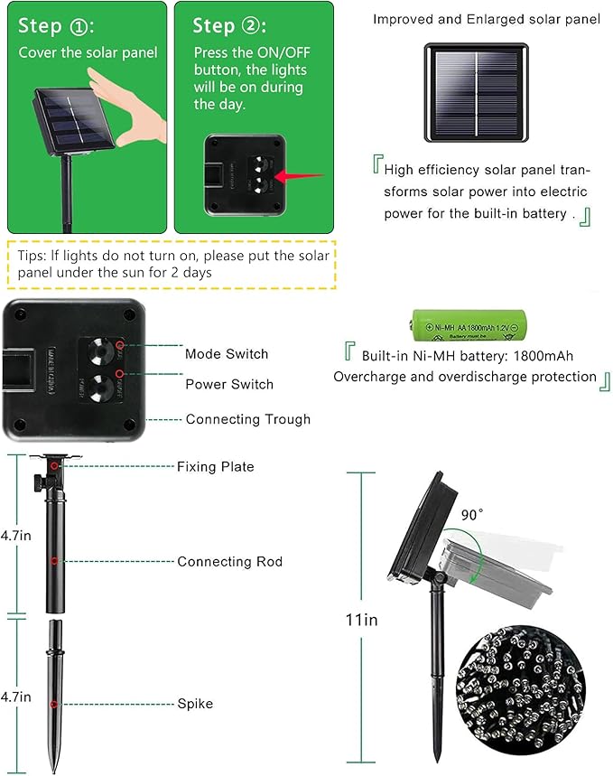 6 Pack Solar Christmas Lights Outdoor Waterproof, 600 LED 198 FT Solar Powered String Lights Outdoor with Green Wire 8 Lighting Modes, Christmas Tree Light for Xmas Fence Party Yard Decor, Cool White