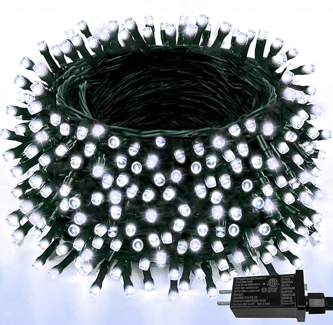 Upgraded 99FT 300 LED Christmas Lights Outdoor & Indoor, Memory Function & Timer & 8 Modes, Mini Green Wire Waterproof Fairy Lights for Christmas Tree Holiday Party Garden Decorations (Cool White)