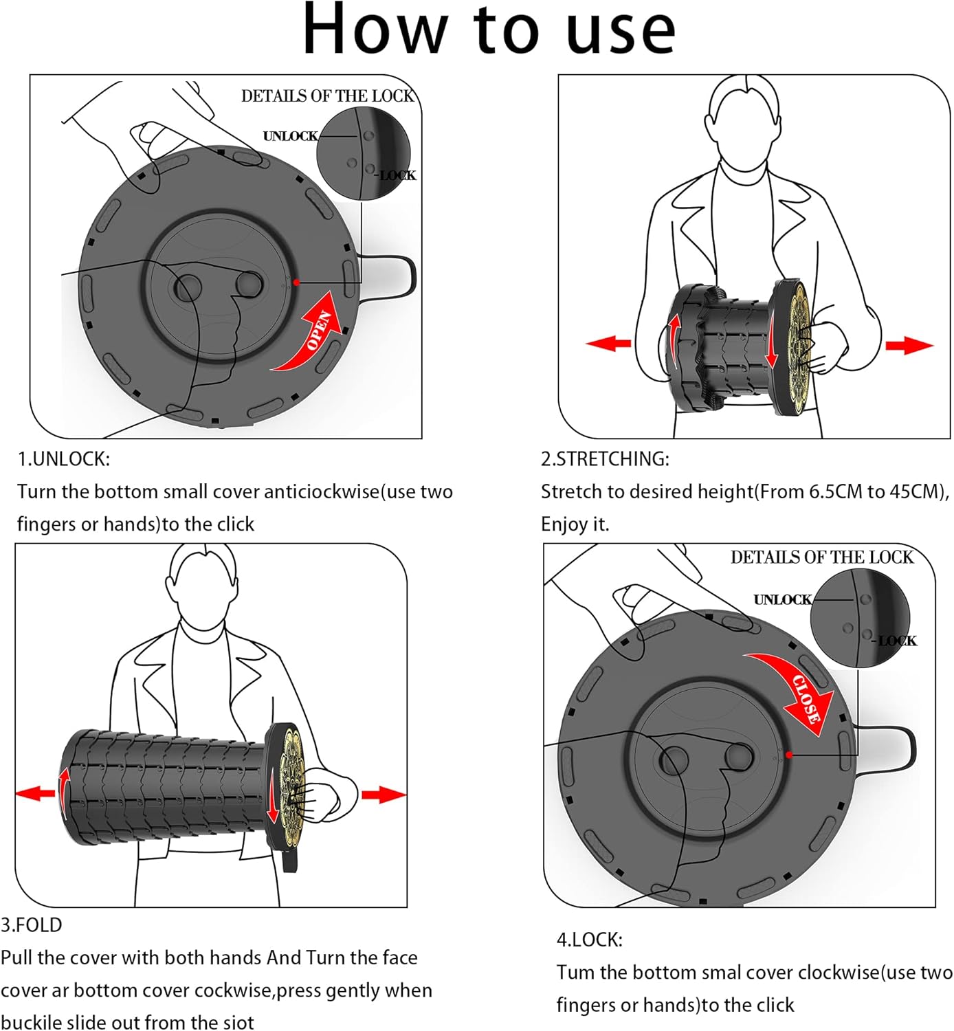 ALEVMOOM Upgraded Portable Collapsible Folding Stool Retractable Telescoping Stool for Adults Sturdy Capacity 440lbs Camping Chair for Outdoor Hiking Garden BBQ