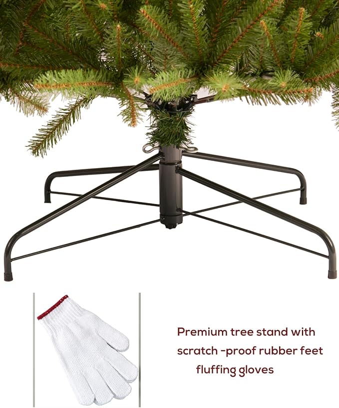 9FT Pre-lit Christmas Tree Premium Artificial Spruce Remote Control with 1200 Warm White & Multi-Color Lights, Hinged/Feel Real/Realistic/Full Fir Dual Color Xmas Tree 9 Feet Outdoor Festive Holiday