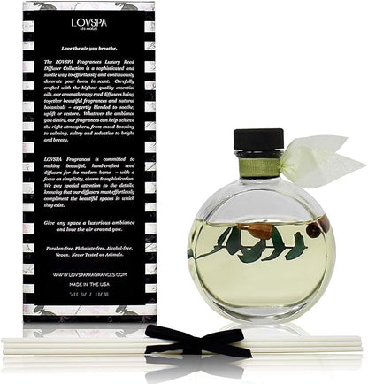 LOVSPA Reed Diffuser Set, Unwind Eucalyptus & Mint Scented Oil Diffuser with Sticks, Home Fragrance Accessories for Bathroom Shelf Decor, Aroma Diffusers for Home or Office Desk, USA Made