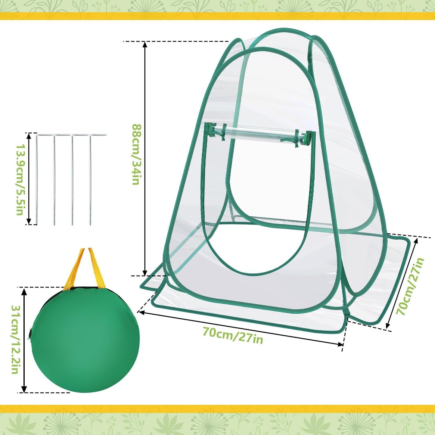 Pop Up Greenhouse Cover, Mini Greenhouse PVC Gardening Plant 4-Pack, Portable Small Green House for Indoor Outdoor, Sunshine Room Backyard Flow