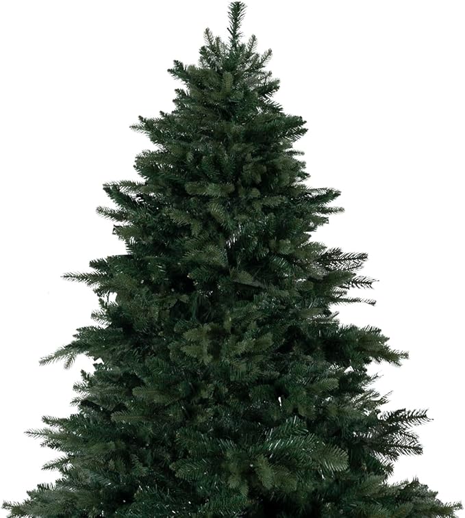 Naomi Home 6.5ft Rustic Christmas Tree with Lights, Realistic Classic Prelit with 2595 Branch Tips, 600 Warm Lights and Metal Stand, Aritificial Tree