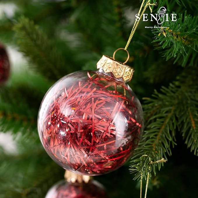 Christmas Ornaments Ball Set-Shatterproof Clear Plastic Decorative Baubles for Xmas Tree House Holiday Wedding Party Decoration,20pcs Red