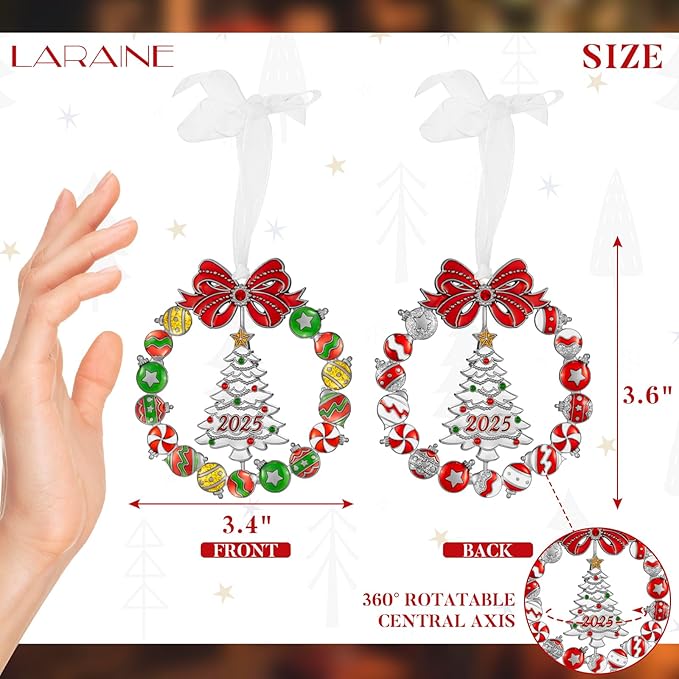 Laraine Christmas Tree Ornaments – 2025 Decorative Rotation Hanging Pendant of Car Charm Holiday Keepsake Gift Home Decor (New Tree (2025))