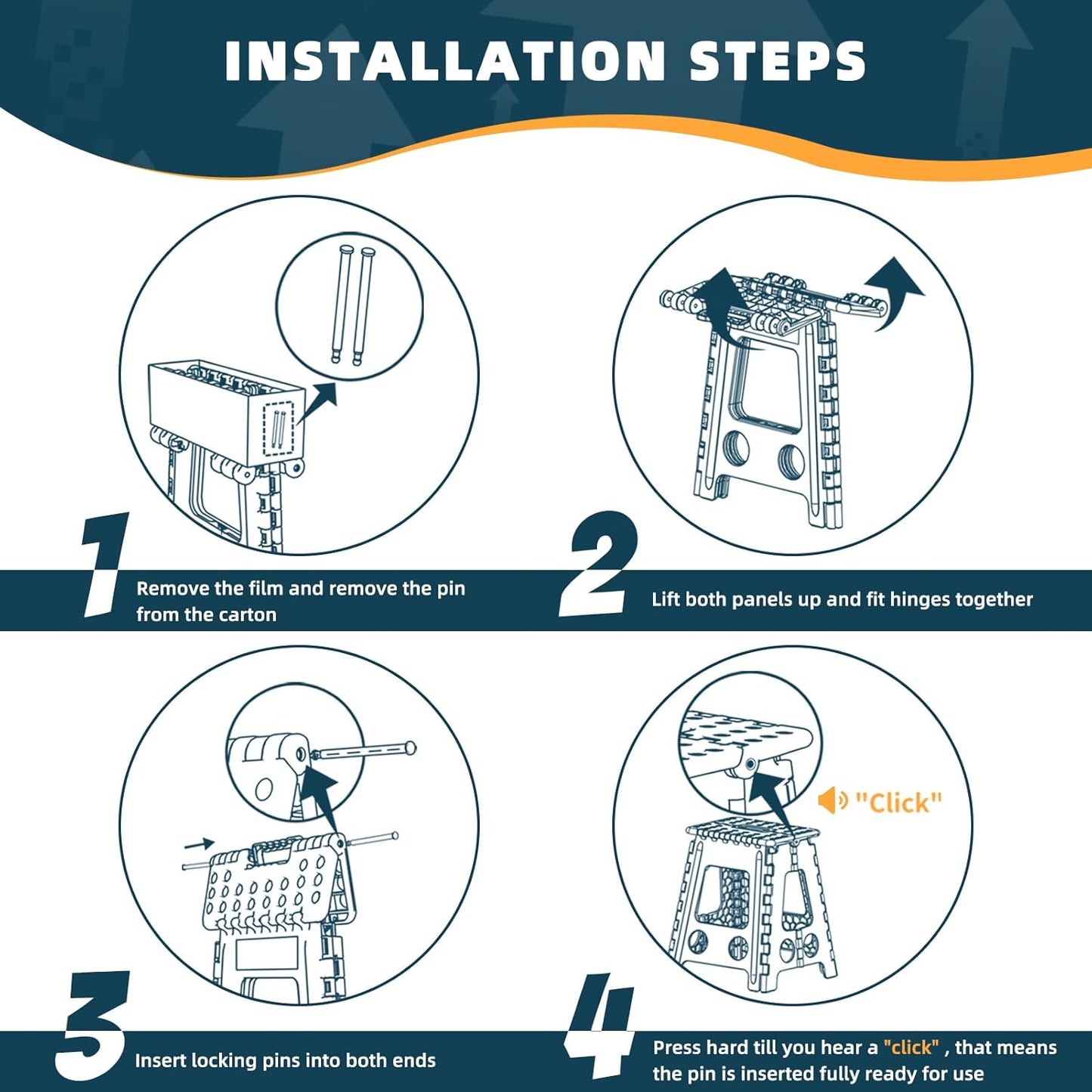 ACSTEP Folding Step Stool 16 Inch Heavy Duty Step Stool Foldable for Adults and Kids, Collapsible Stepping Stool with Handle, Non Slip Folding Stools for Kitchen Hold Up to 400lbs (White 1PC)